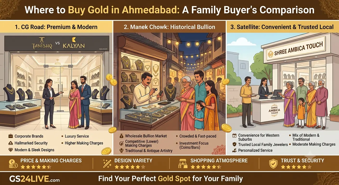 Where to Buy Gold in Ahmedabad: CG Road vs Manek Chowk vs Satellite